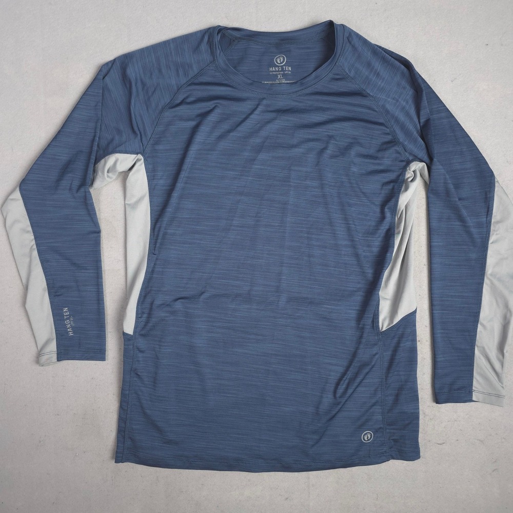 Hang‎ Ten Mens XL UPF 50+ Long Sleeve Athletic Shirt Blue Gray